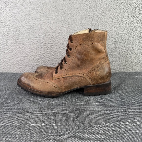 Freebird Oscar Boots Men 9 Brown Leather Wingtip Combat Side Zip FM-OSCAR